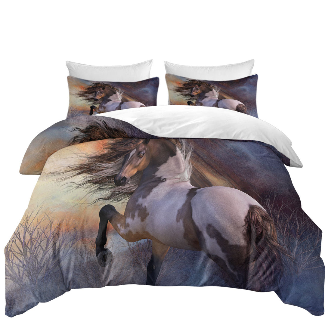 King Size Duvet Cover with Beautiful Wild Horse Wild Stallion