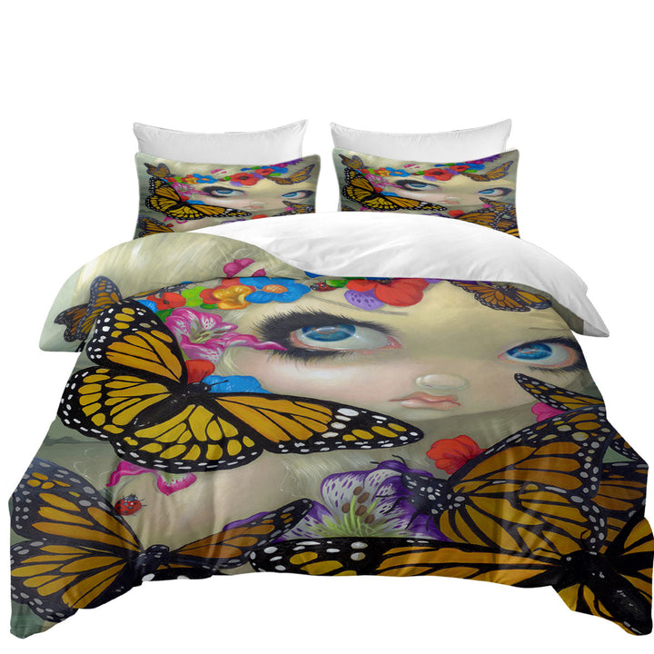 King Size Duvet Cover with Tara Floral Girl and Butterflies