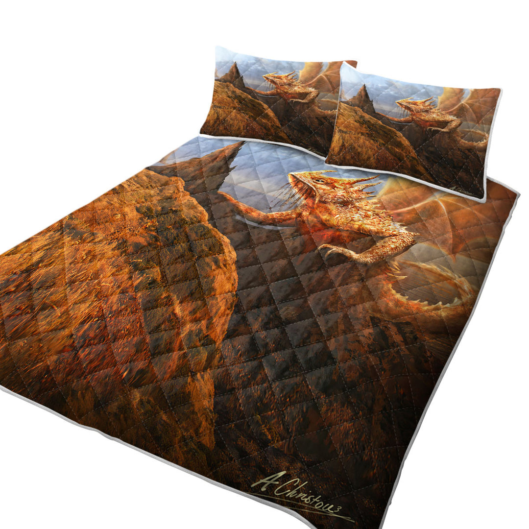 King Size Quilt Sets with Cool Fantasy Rock Dragon