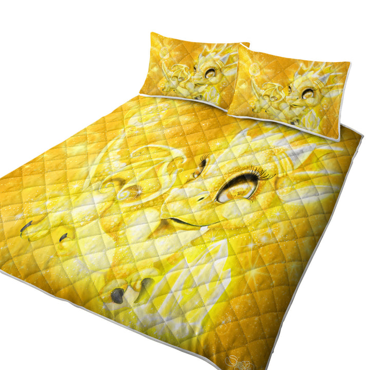 King Size Quilt Sets with Cute Gift November Yellow Topaz Birthstone Lil Dragon