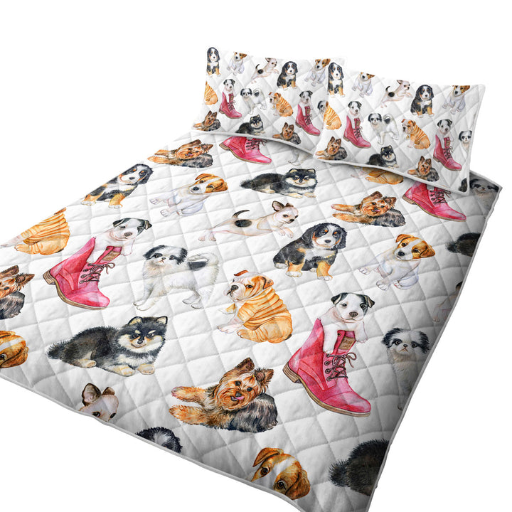 King Size Quilt Sets with Dogs Puppies