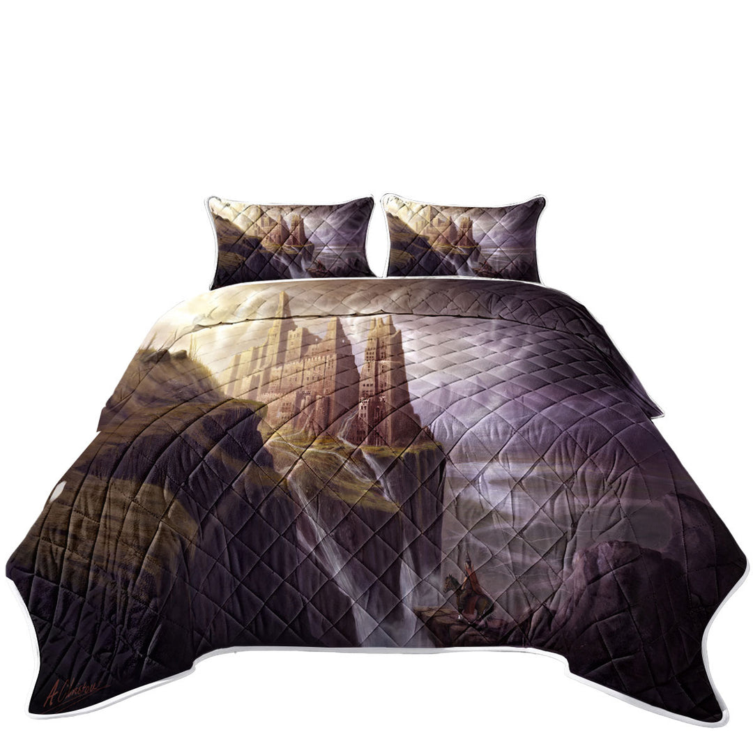 King Size Quilt Sets with Fantasy Art the Castle Ruins