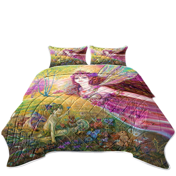 King Size Quilt Sets with Fantasy Art the Fairy Tale Forest