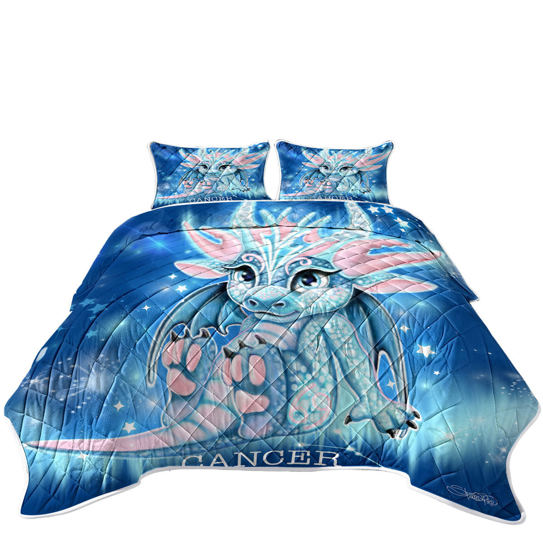 King Size Quilt Sets with Kids Fantasy Art Cancer Lil Dragon