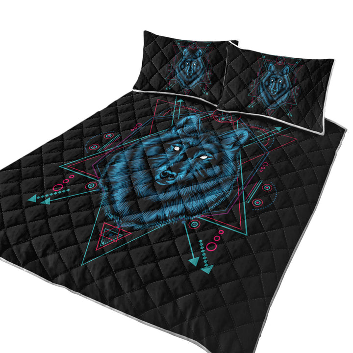 King Size Quilt Sets with Native Spirit Blue Wolf