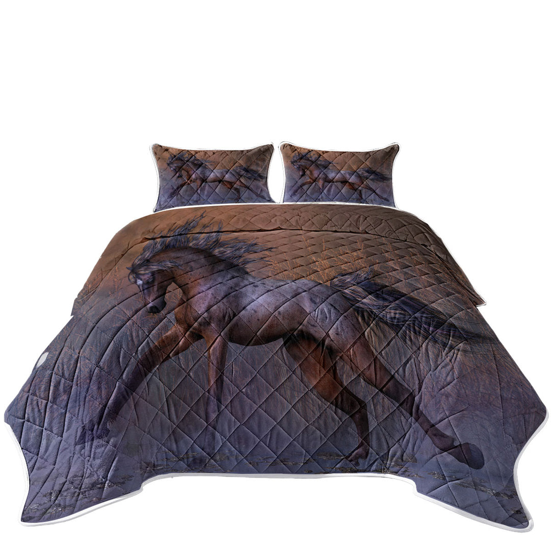 King Size Quilt Sets with Roan Oak Beautiful Wild Horse