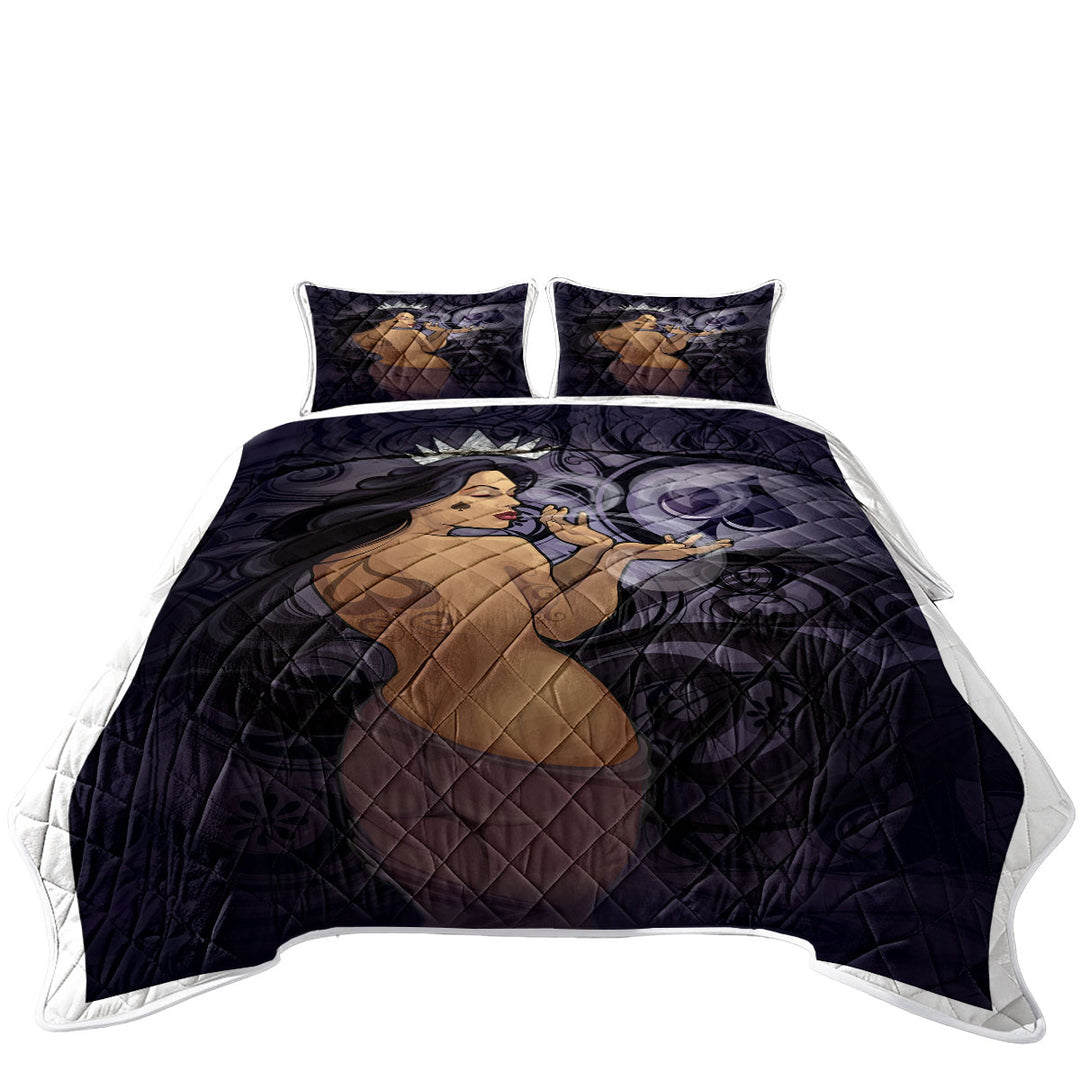 King Size Quilt Sets with Sexy Cool Art Queen of Spades