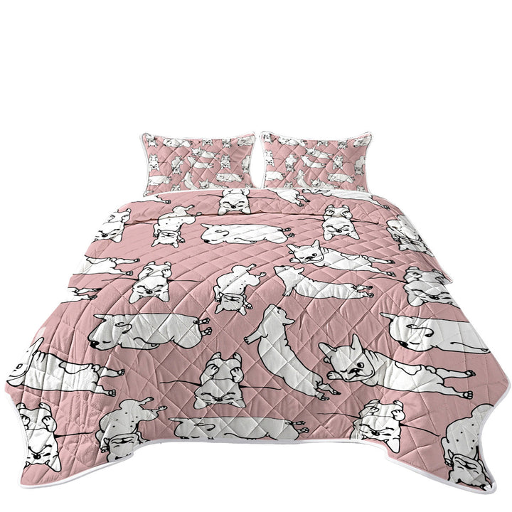 King Size Quilt Sets with Sleeping Bulldog Puppies