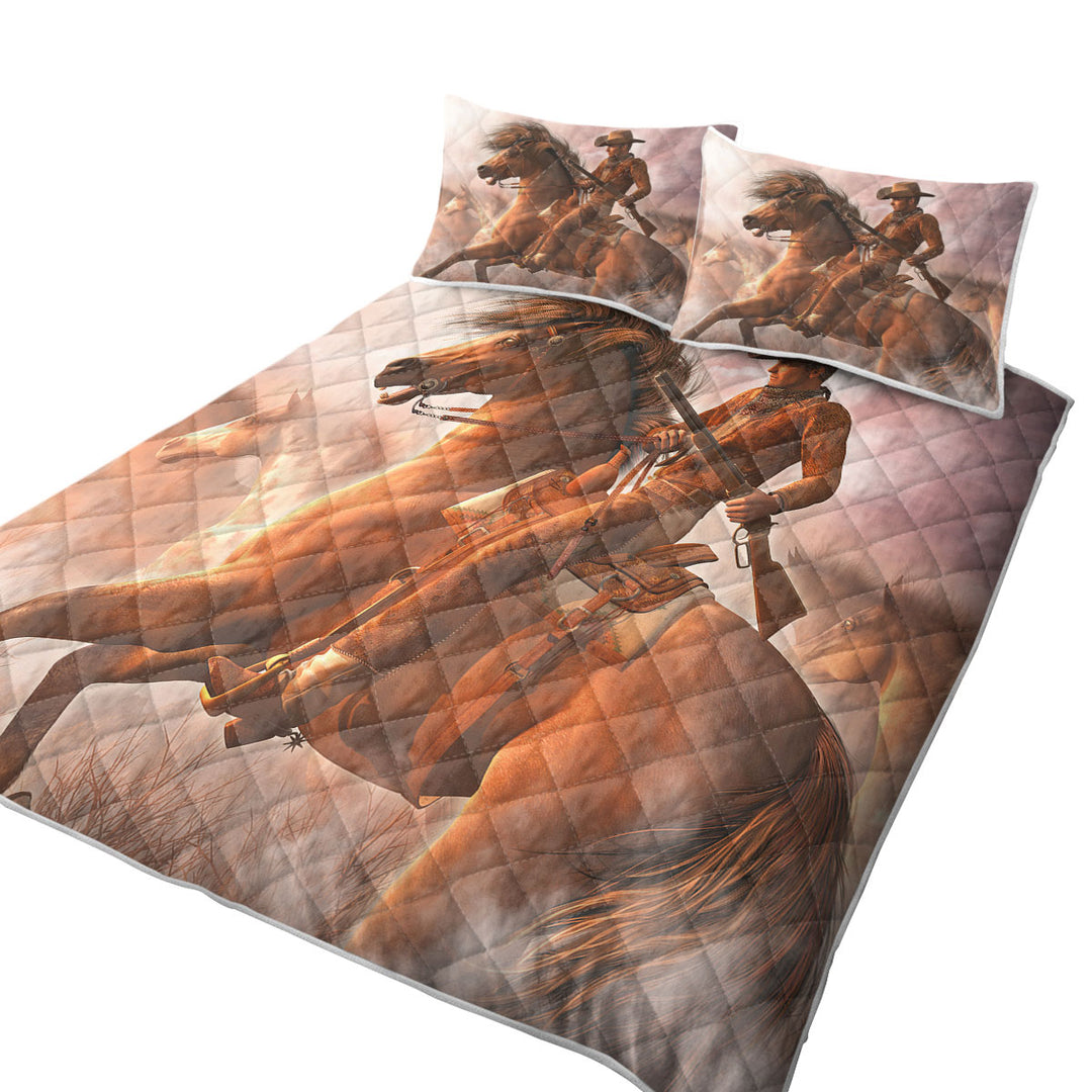 King Size Quilt with Cool Western Horse the Range Rider