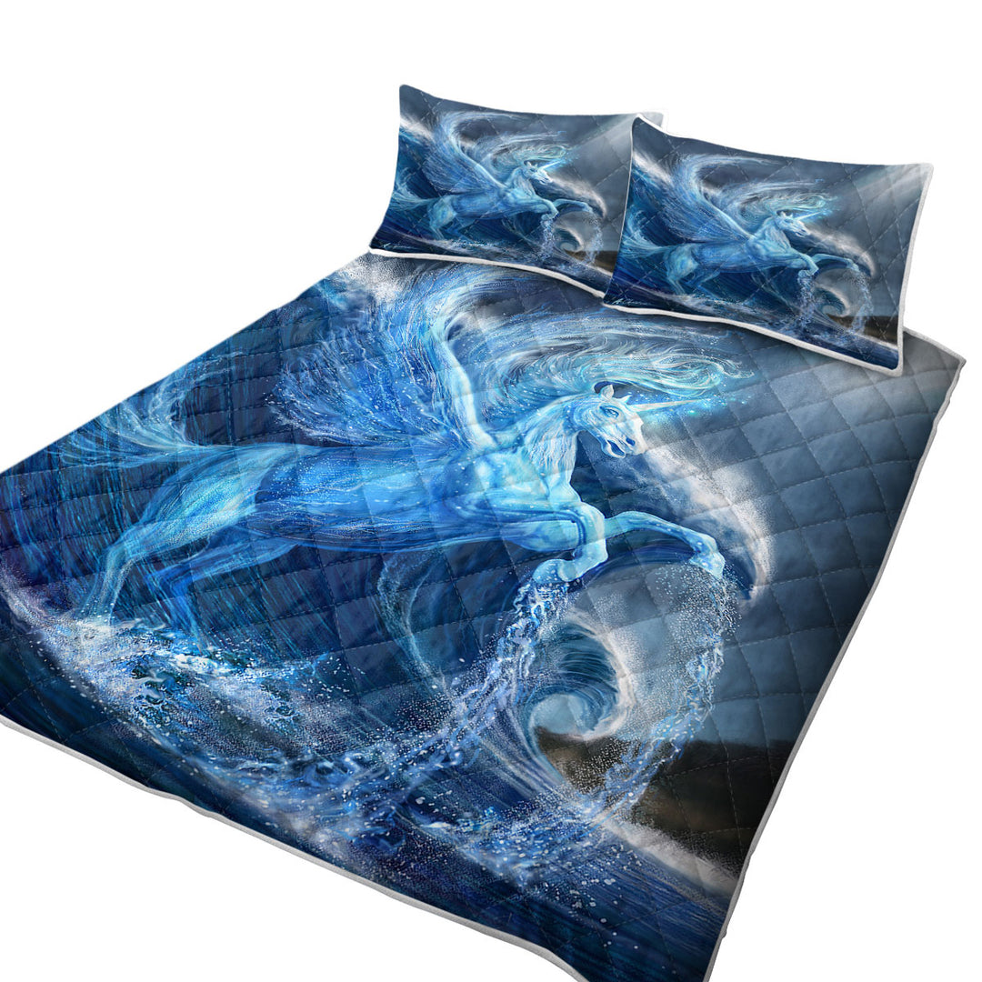 King Size Quilt with Fantasy Art Cool Water Pegasus