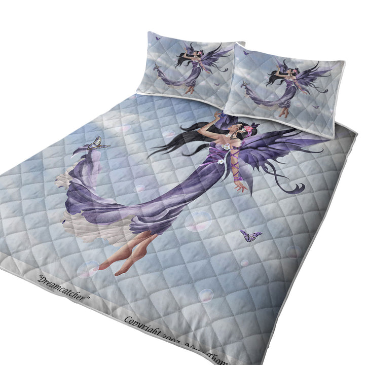 King Size Quilt with Fantasy Art the Purple Dream Catcher Fairy