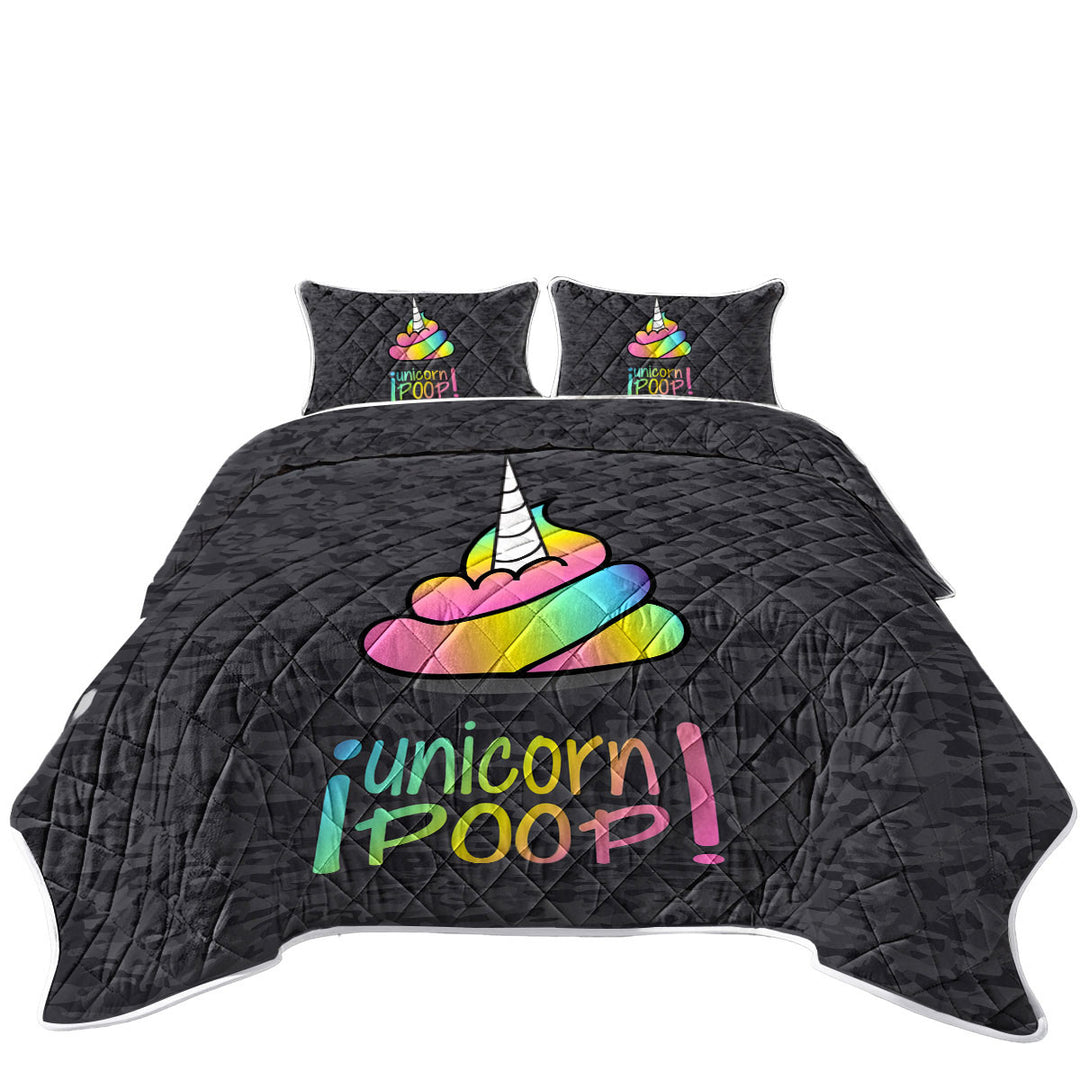 King Size Quilt with Funny Unicorn Poop