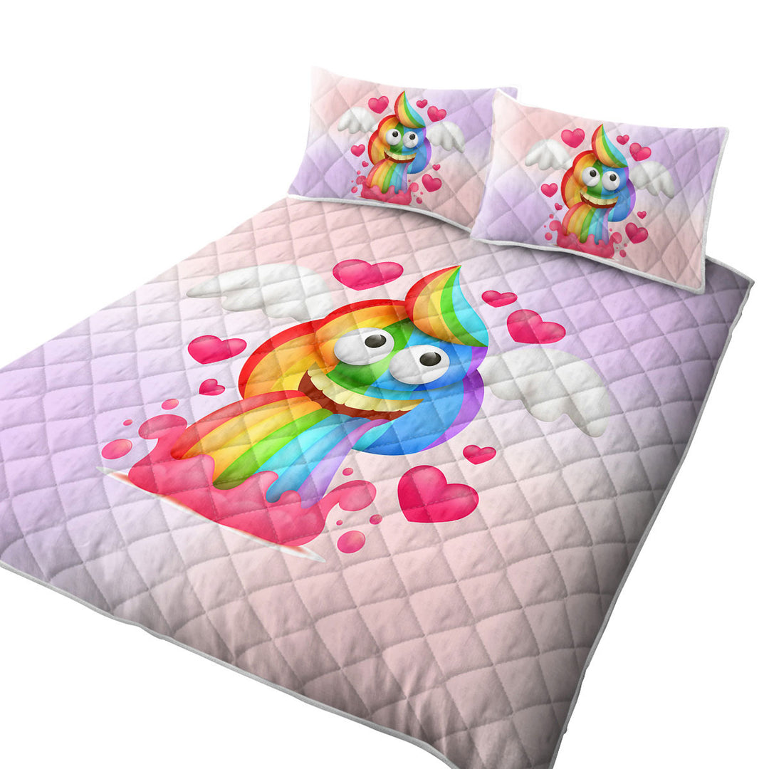 King Size Quilt with Rainbow Poo