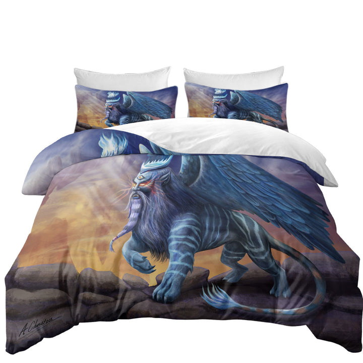 King Sphinx Cool Fantasy Dragon Creature California King Duvet Cover