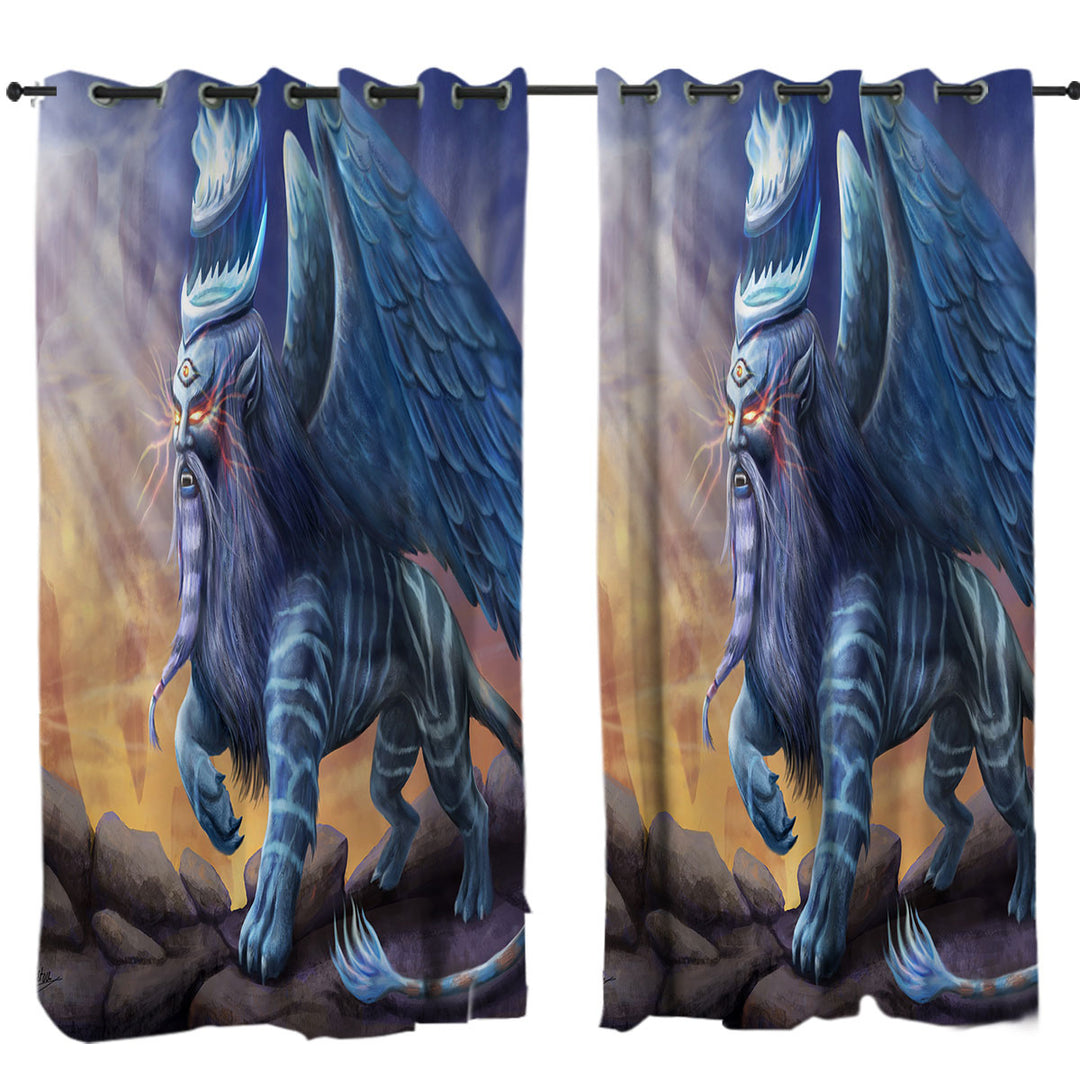 King Sphinx Cool Fantasy Dragon Creature Drapes and Curtains