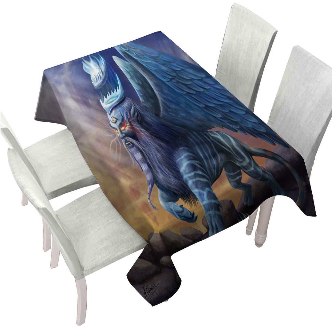 King Sphinx Cool Fantasy Dragon Creature Tablecloth