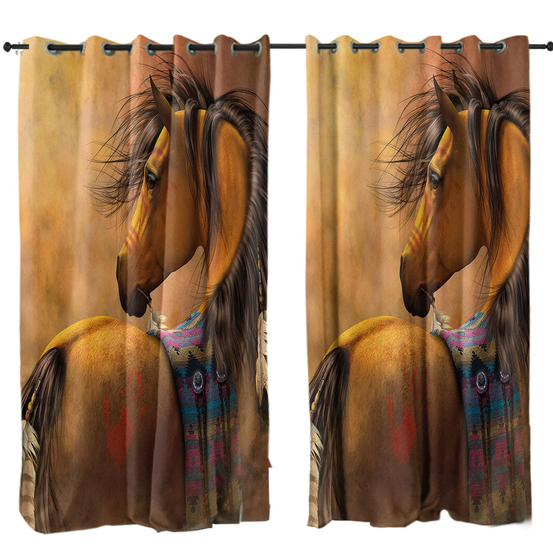 Kiowa Gold Native American Horse Curtains