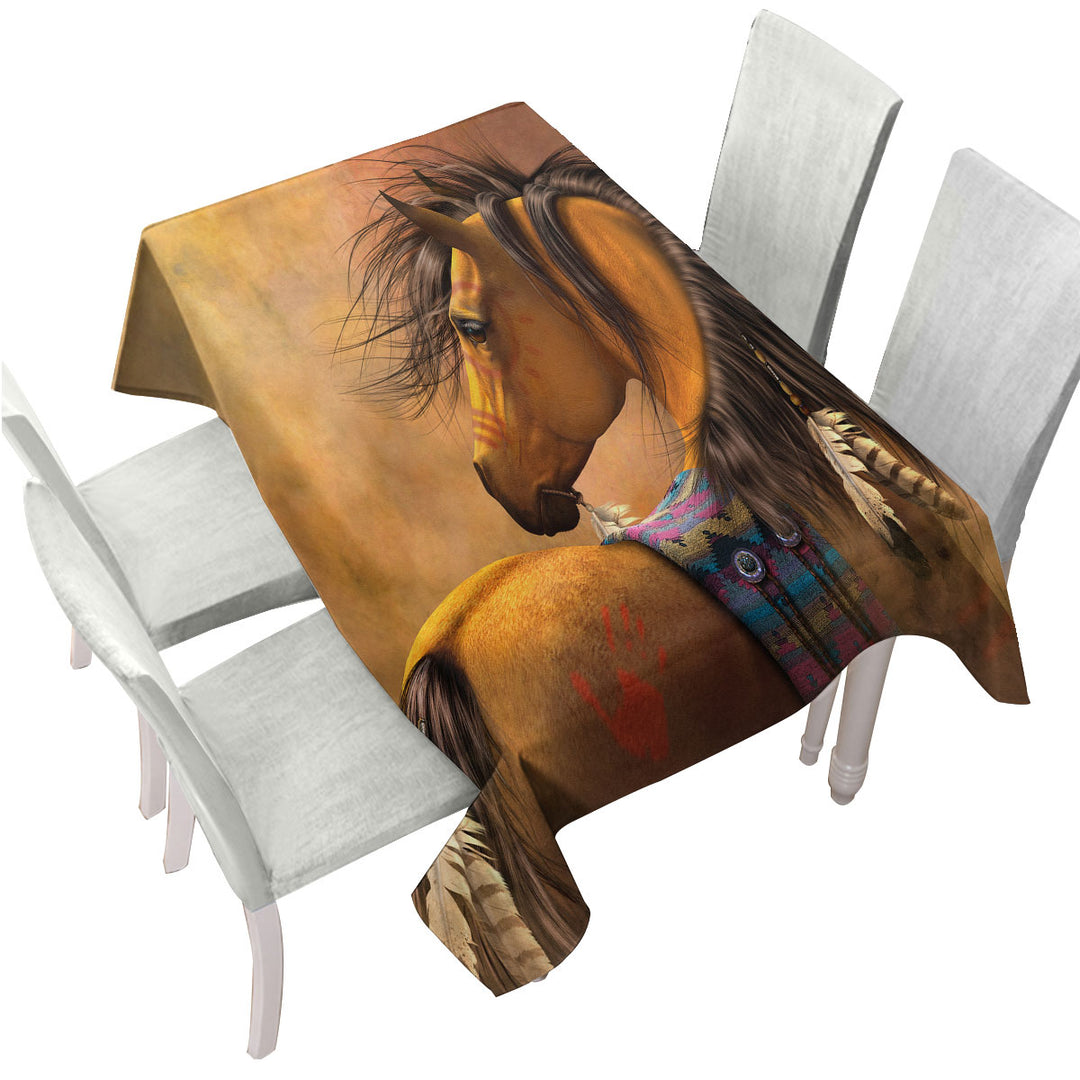 Kiowa Gold Native American Horse Custom tablecloths