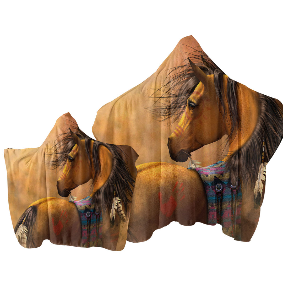 Kiowa Gold Native American Horse Towel Hoodie