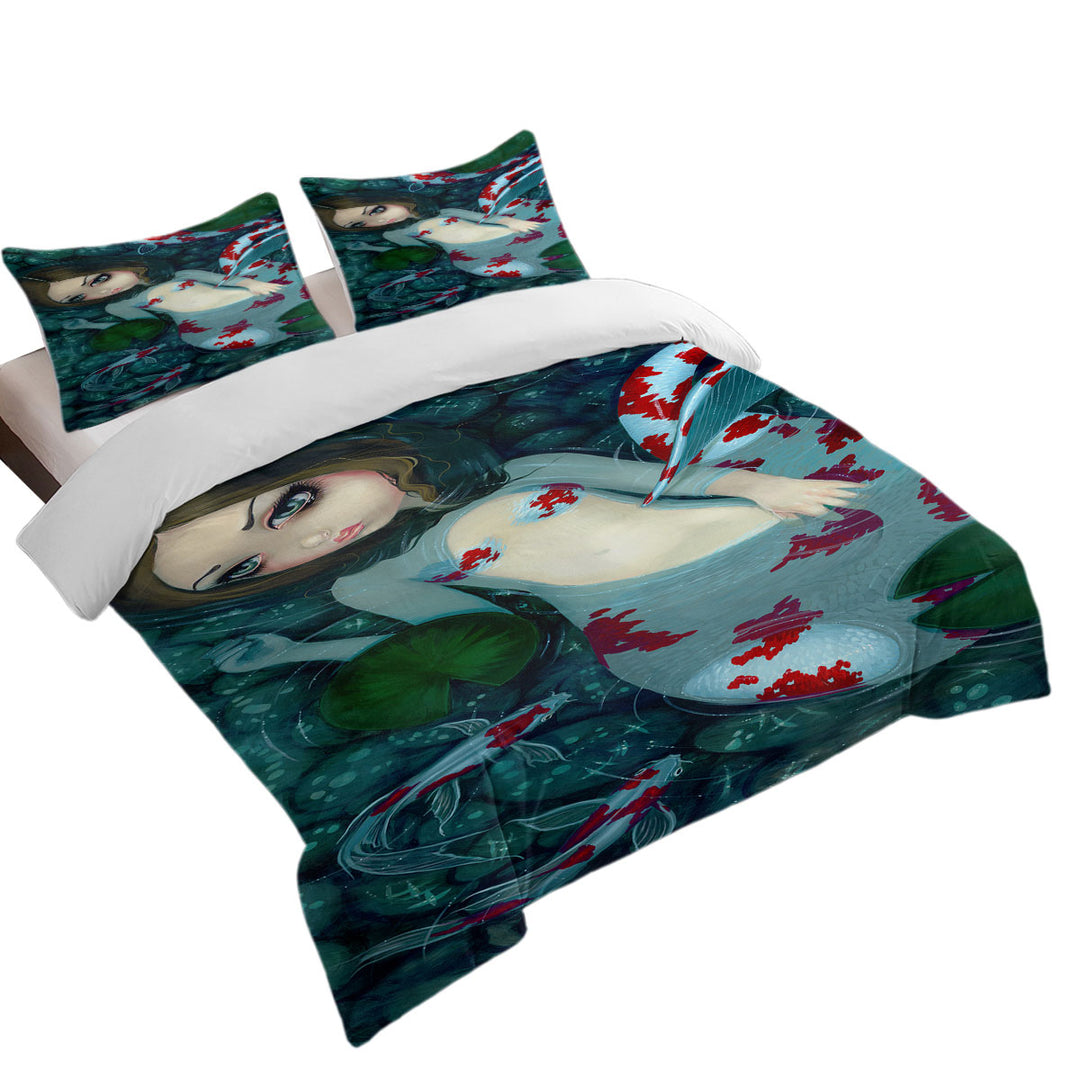 Koi Fish Pond Daydreaming Koi Mermaid Best Duvet Covers