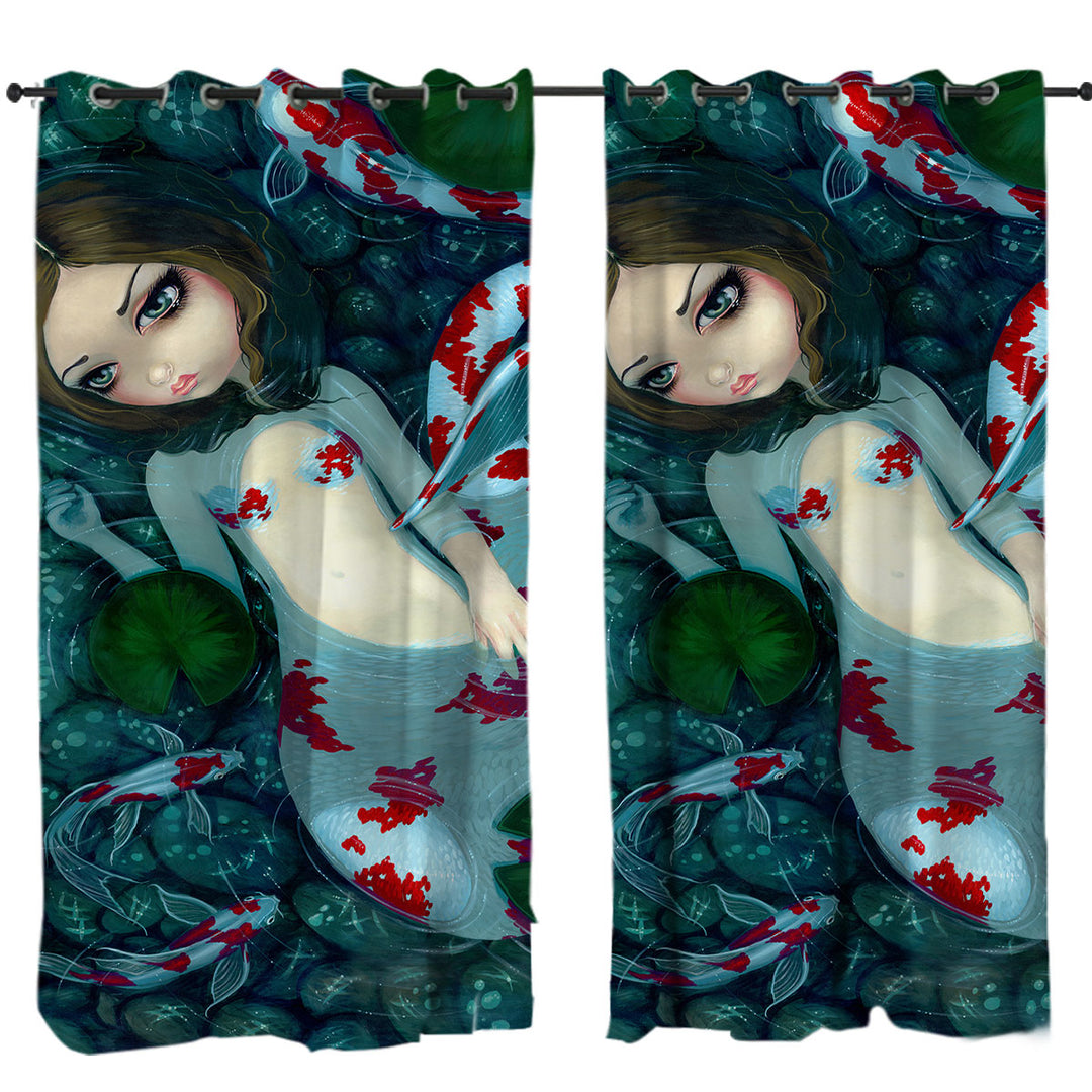 Koi Fish Pond Daydreaming Koi Mermaid Curtains