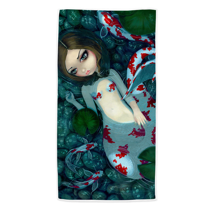 Koi Fish Pool Towels Pond Daydreaming Koi Mermaid