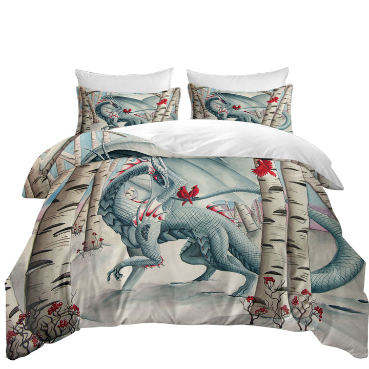 Lady of the Forest Fantasy Art Dragon Painting King Duvet Cover set