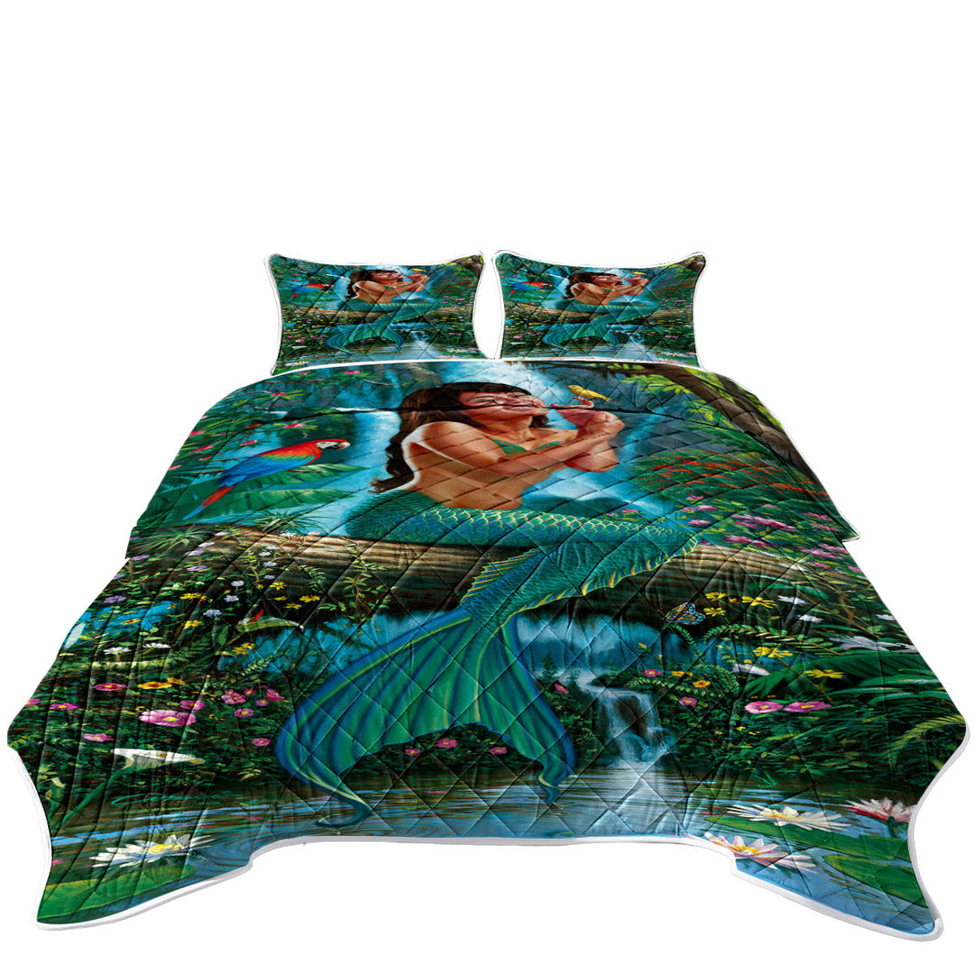 Land of Enchantment Mermaid in the Jungle Coverlet