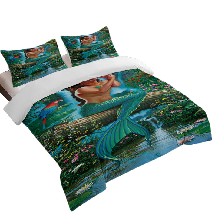 Land of Enchantment Mermaid in the Jungle Duvet Cover Queen