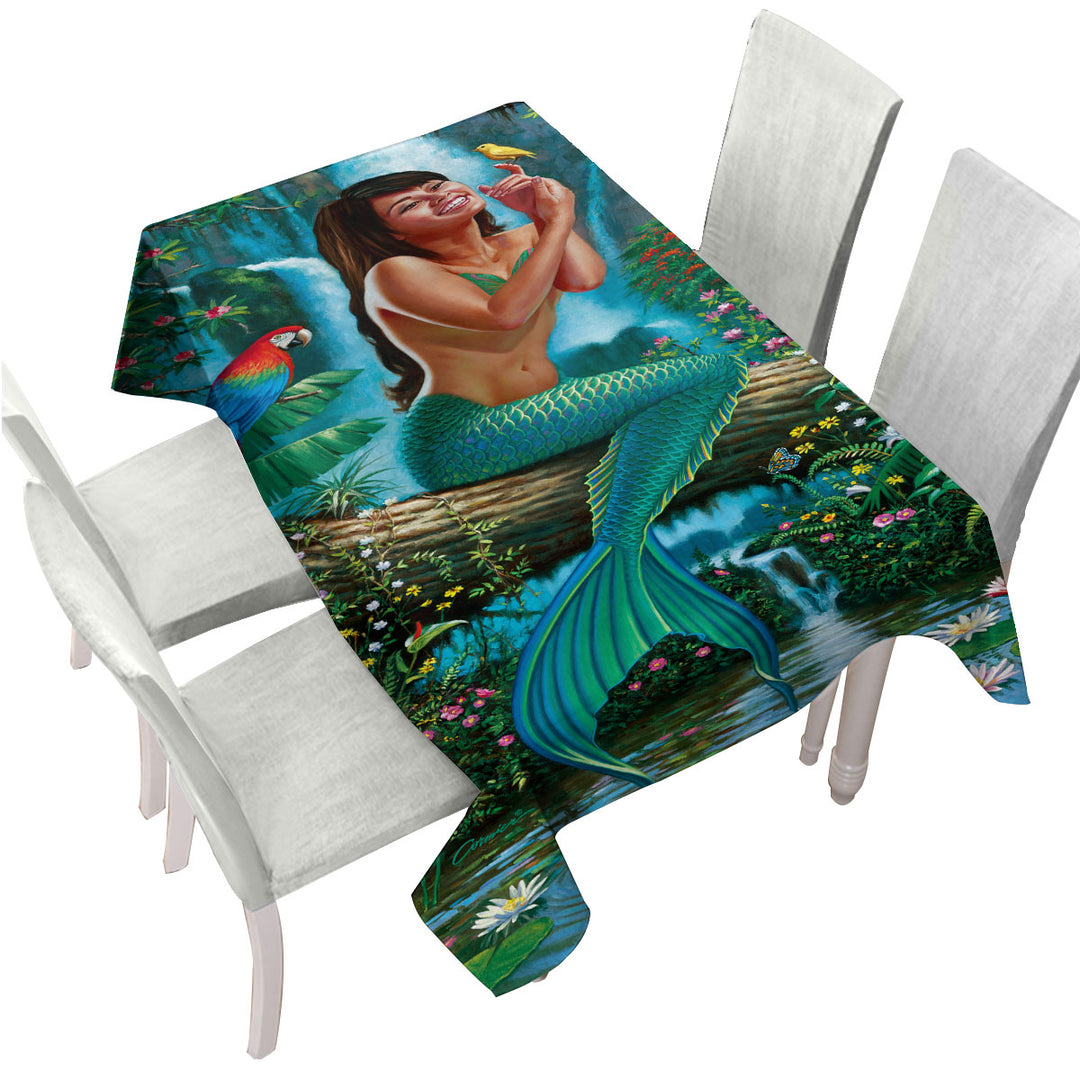 Land of Enchantment Mermaid in the Jungle Table Cover