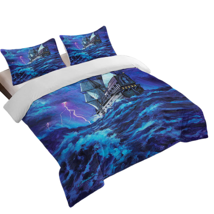 Last Voyage Stormy Ocean and Sailing Ship Best Duvet Covers