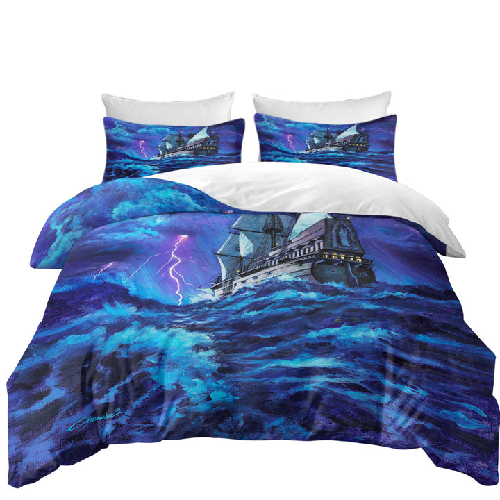 Last Voyage Stormy Ocean and Sailing Ship Daybed Covers Sets