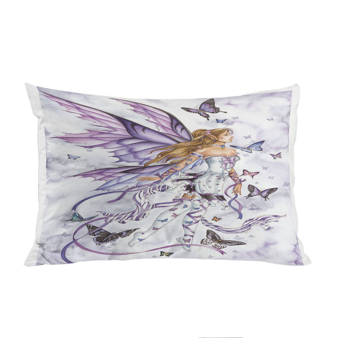 Lavender Serenade Art the Purple Butterflies and Fairy Pillowcases