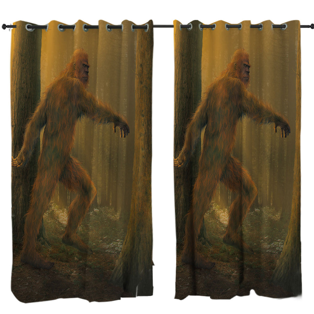 Legendary Creature Art Bigfoot Drapes for Living Room