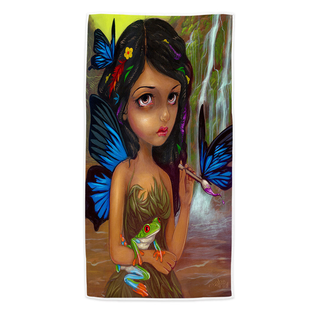 Lela the Rain Forest Artist Butterfly Fairy Beach Towel