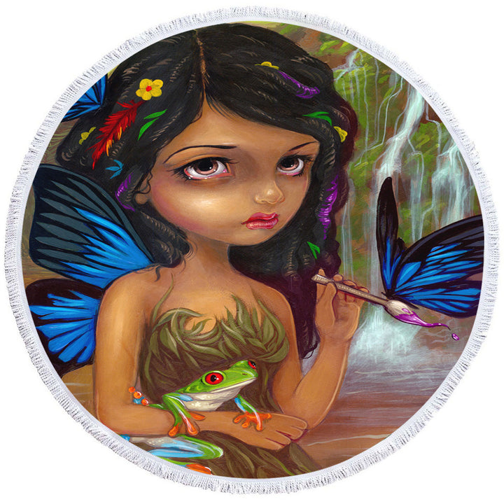 Lela the Rain Forest Artist Butterfly Fairy Girls Beach Towels