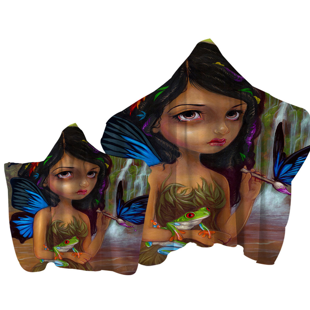 Lela the Rain Forest Artist Butterfly Fairy Hooded Beach Towel