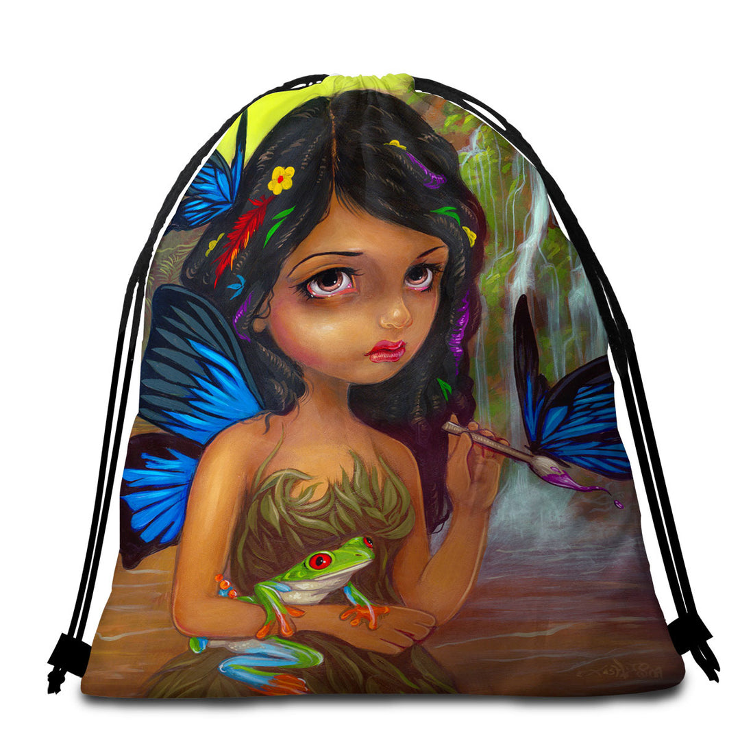 Lela the Rain Forest Artist Butterfly Fairy Lightweight Beach Towel