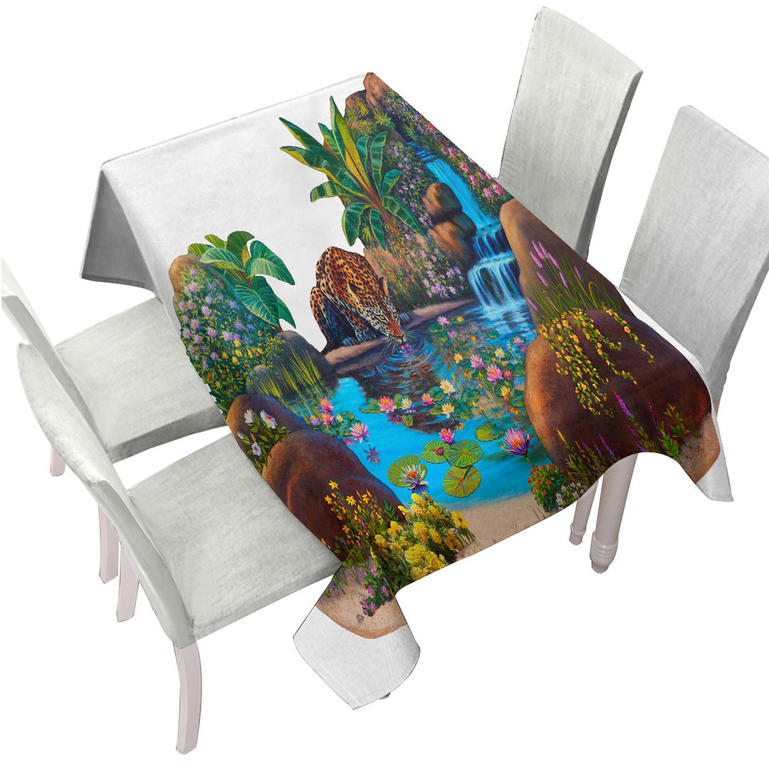 Leopard Tropical Watering Hole Custom tablecloths