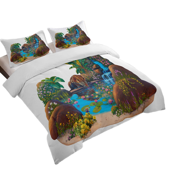 Leopard Tropical Watering Hole Duvet Cover