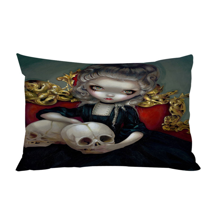 Les Vampires Les Cranes Vampire Maiden and Skulls Pillow Case Covers