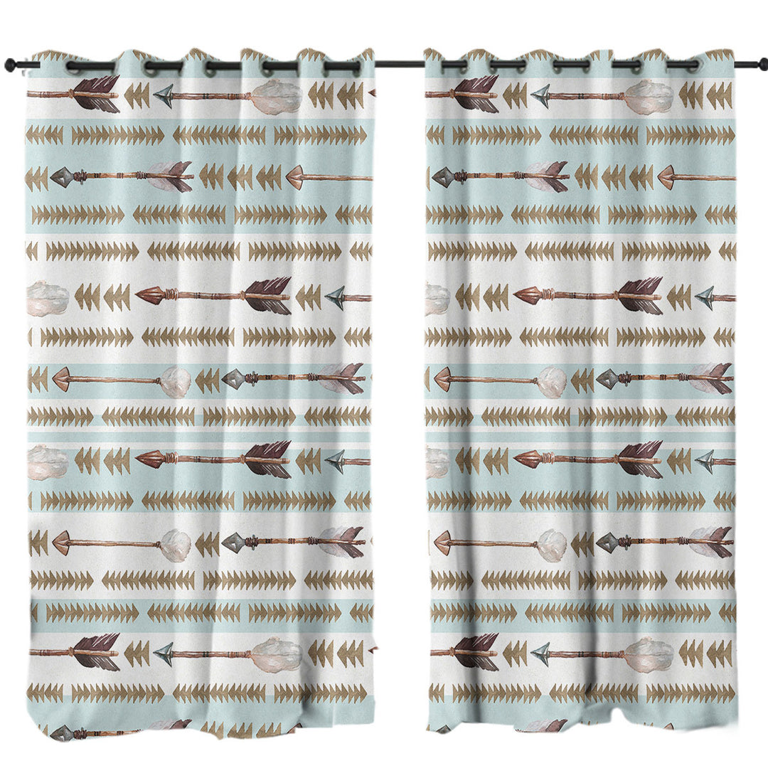 Light Blue Stripes Arrows Design Drapes for Living Room