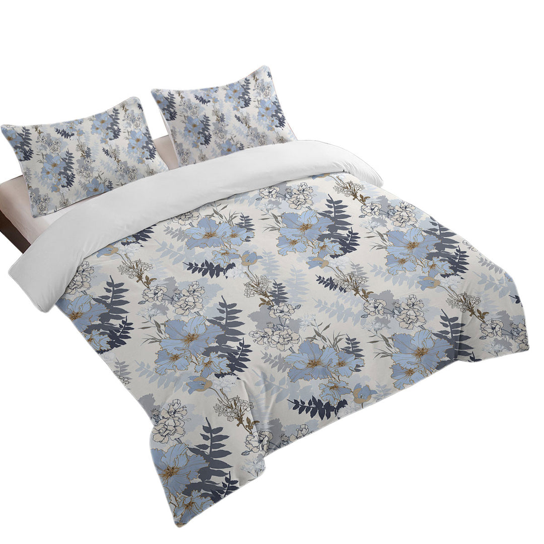 Light Blue and White Flowers Twin xl Duvet Covers