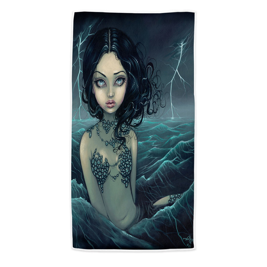 Lightning Beach Towels Sea Storm The Luminous Eyed Mermaid