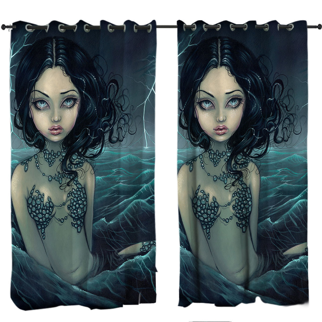 Lightning Sea Storm The Luminous Eyed Mermaid Curtain