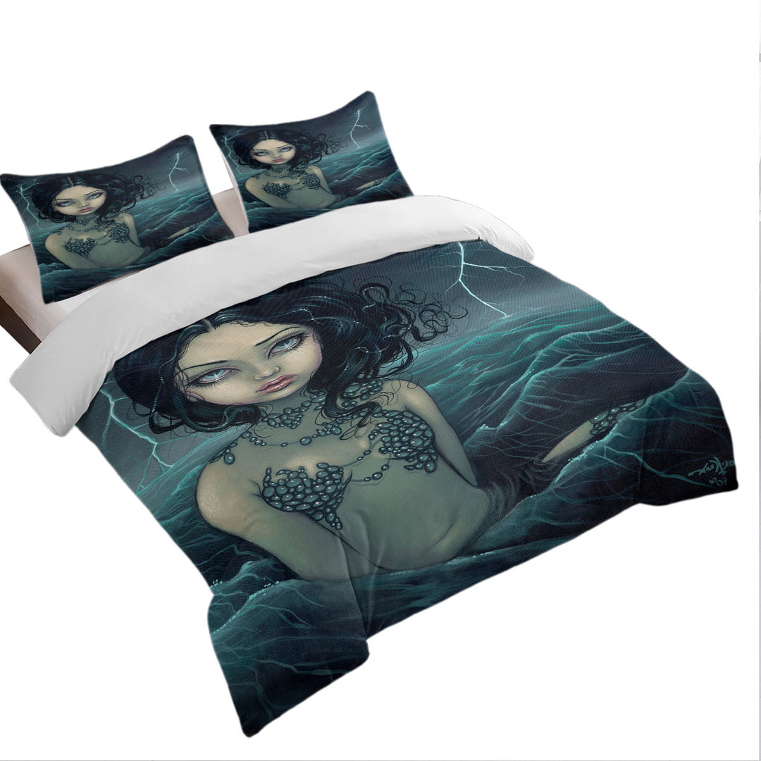 Lightning Sea Storm The Luminous Eyed Mermaid Duvet Covers