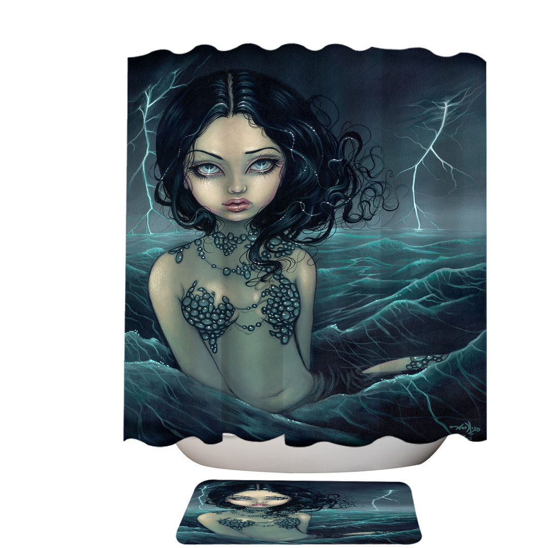 Lightning Shower Curtain Sea Storm The Luminous Eyed Mermaid