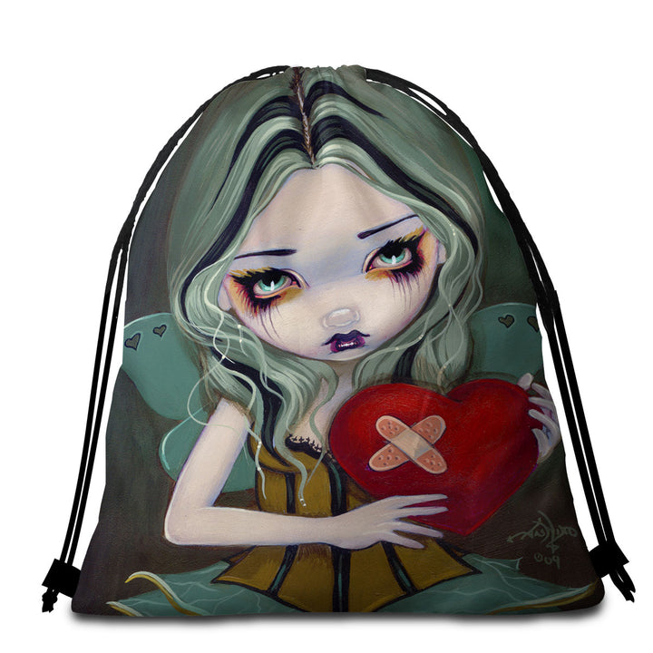 Lightweight Beach Towel of Melancholy Valentine Mending a Broken Heart Fairy