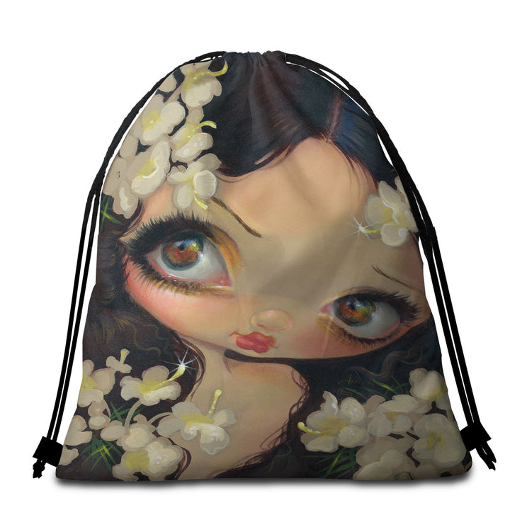 Lightweight Beach Towel of Poisonous Beauties Hemlock Girl and Flowers