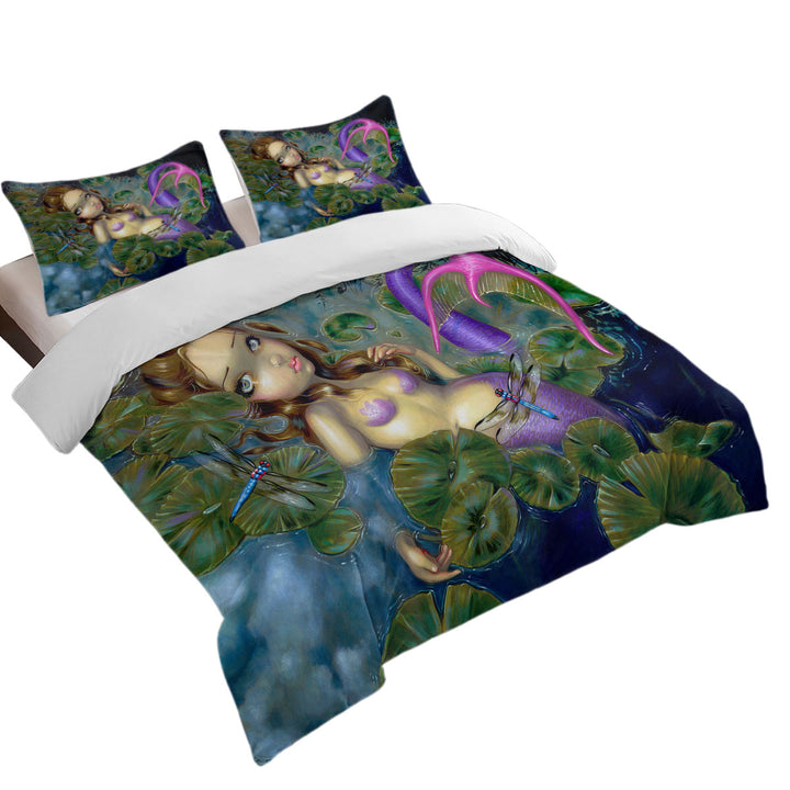 Lily Pads Dragonflies Pond Dragonfly Mermaid Oversized King Duvet Cover